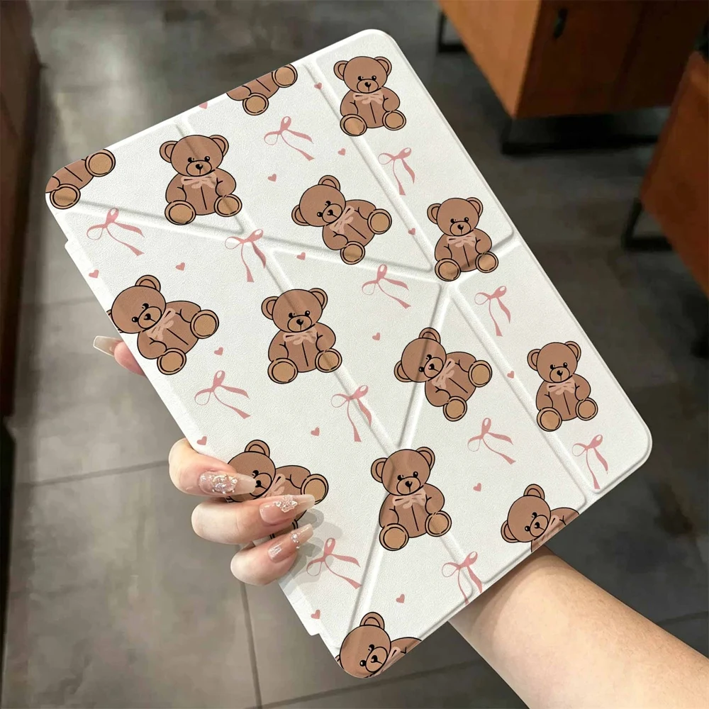 Charming Teddy Bear Tablet Case with Pen Slot - Protective Cover