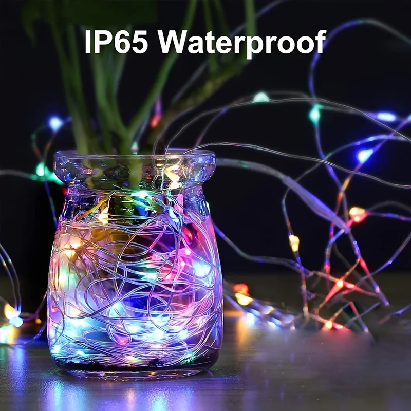1/2/4PCS Solar LED Light Outdoor Festoon Waterproof 8 Modes of Garland Copper Wire String Light for Home Garden Party Decoration