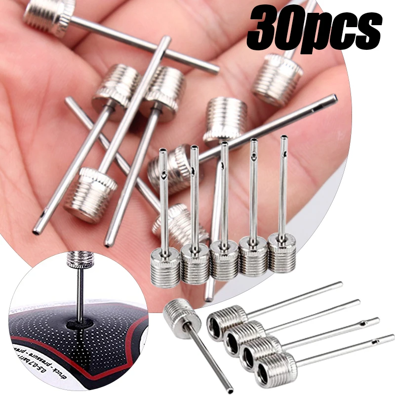 30pcs Sport Ball Inflating Pump Needle for Football Basketball Soccer Inflatable Air Valve Adaptor Stainless Steel Pump Pin