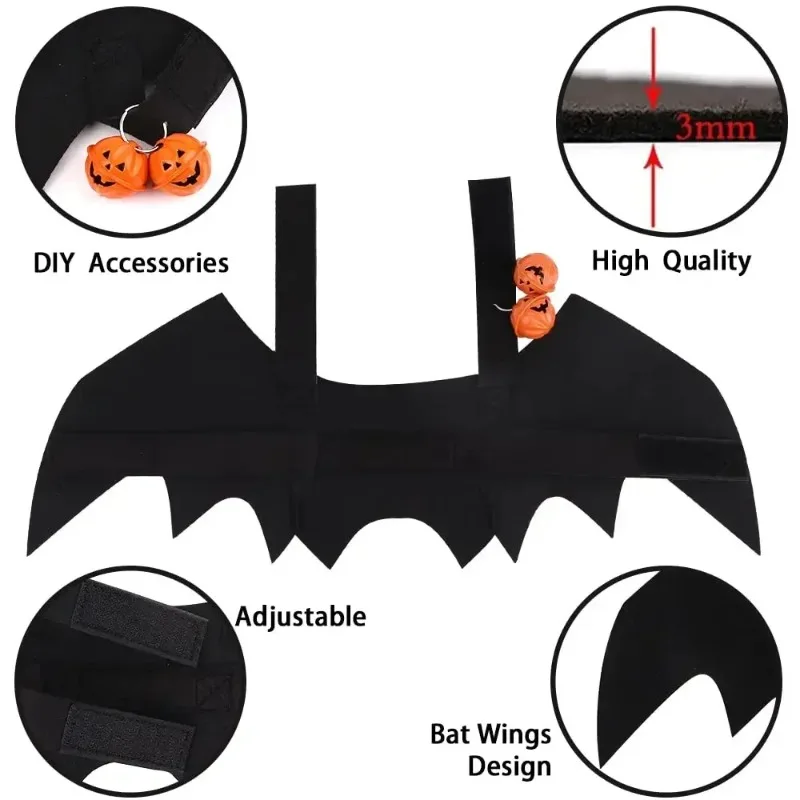 Pet Bat Wings Costume with Adjustable Straps for Cats and Dogs