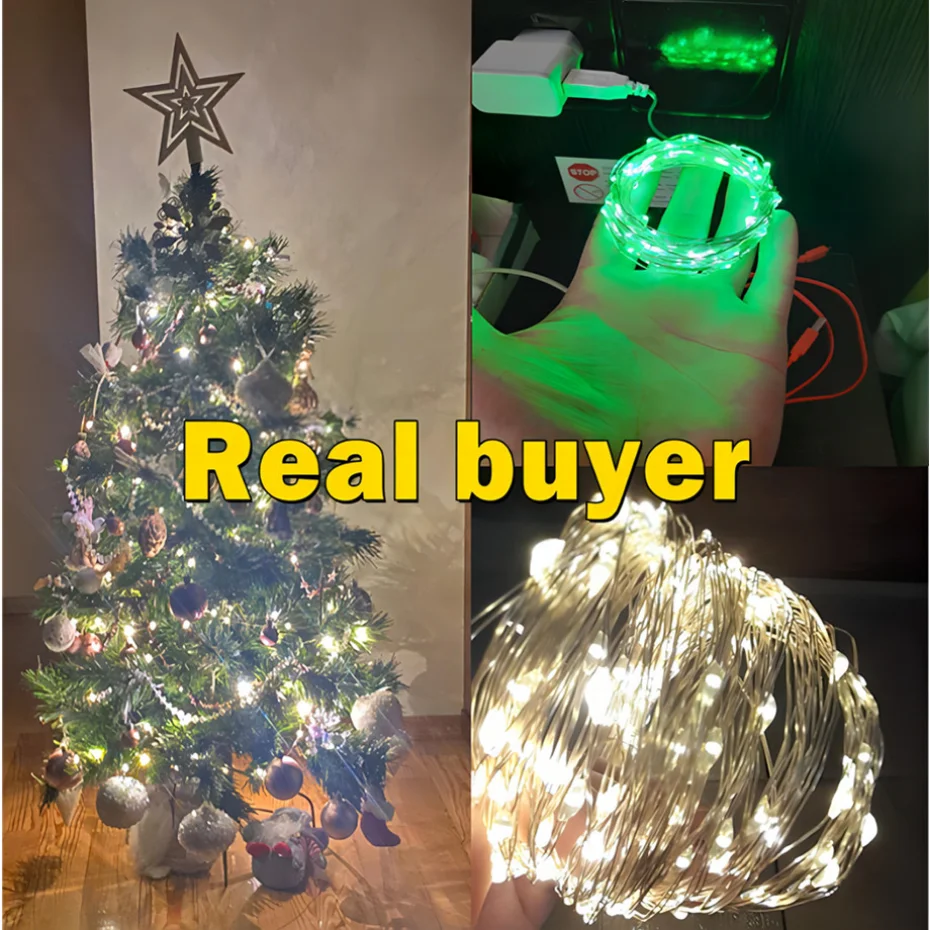 UooKzz USB LED String Lights Copper Silver Wire Garland Light Waterproof LED Fairy Lights For Christmas Wedding Party Decoration images - 6