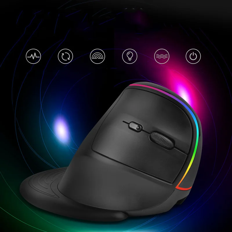 JOMAA Ergonomic RGB Wireless Vertical Mouse 2.4G USB Optical Mouse Rechargeable 3200 DPI For Desktop/Laptop/PC