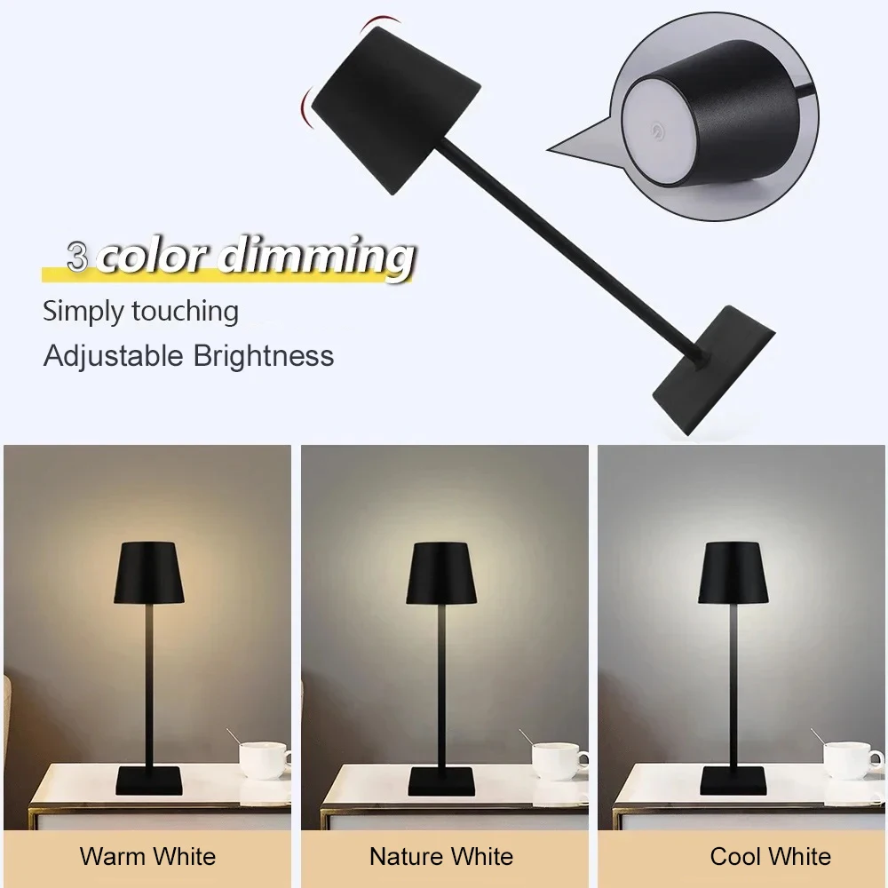 Wireless Bottle Table Lamp Touch Control of 3 Colors and Stepless Dimmable Desk Night Lamp for Bar Wine Bottles Vases Light 6