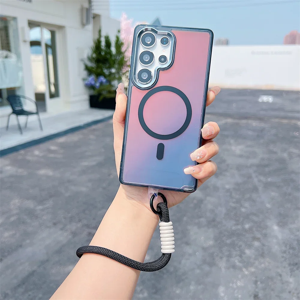 Luxury Metal Lens MagSafe Magnetic Case with Wireless Charging and Discolour Cover
