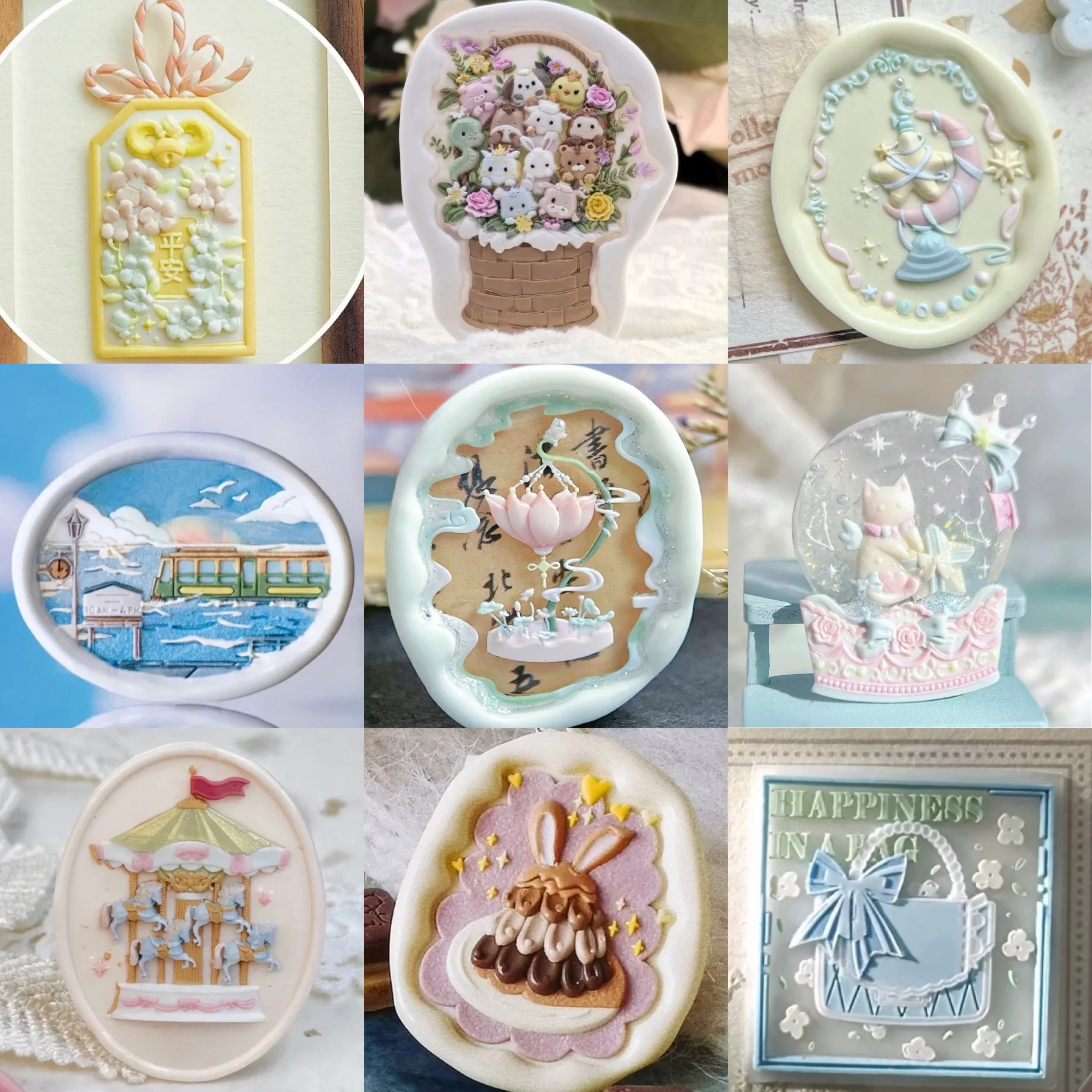 Early Spring Series Fire Seal Wax Stamp Relief Head Rainy Season Cloud Multi-layer Precision Carving Wild Wind Tower Strange ...