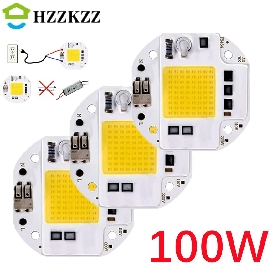 Welding Free  100W 70W 50W High Power COB LED Chip for Spotlight Floodlight 220V 110V Integrated Light Beads Aluminum White Warm 2pc 110v 220v 75w smd soldering iron tweezers welding tips elbow gordak 902 heating enclosure fasteners desoldering ic chip tsui