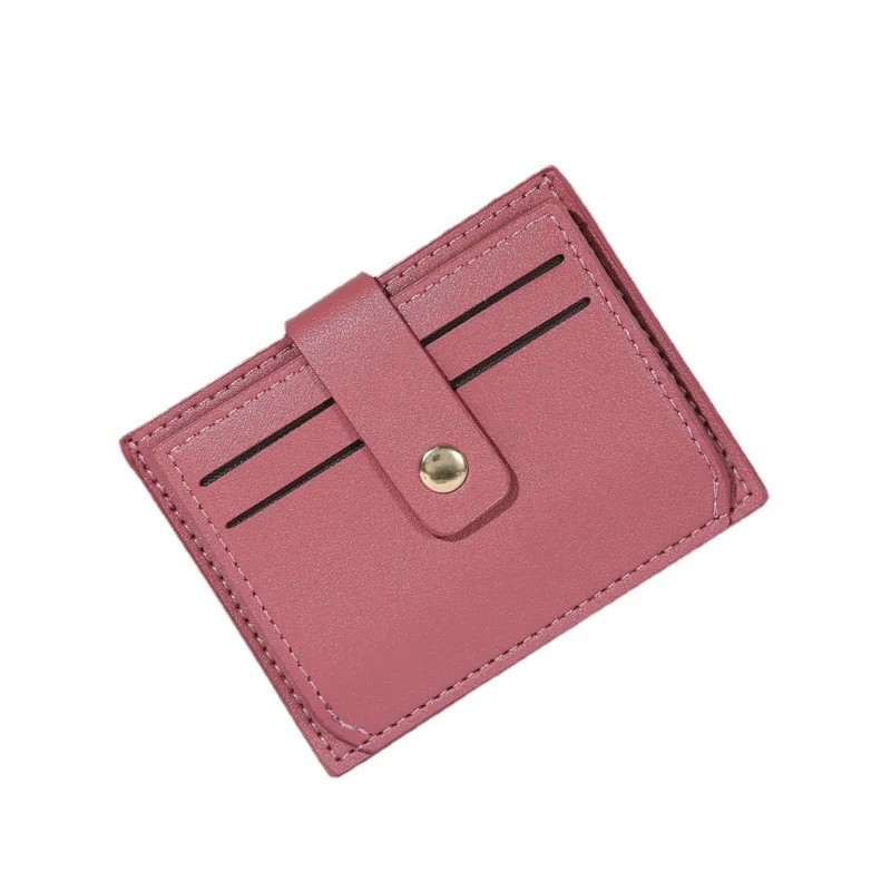 New Women's Minimalist Bag Card Bag PU Leather Fashion Classic Solid Color Drawstring Snap Wallet Female Ins