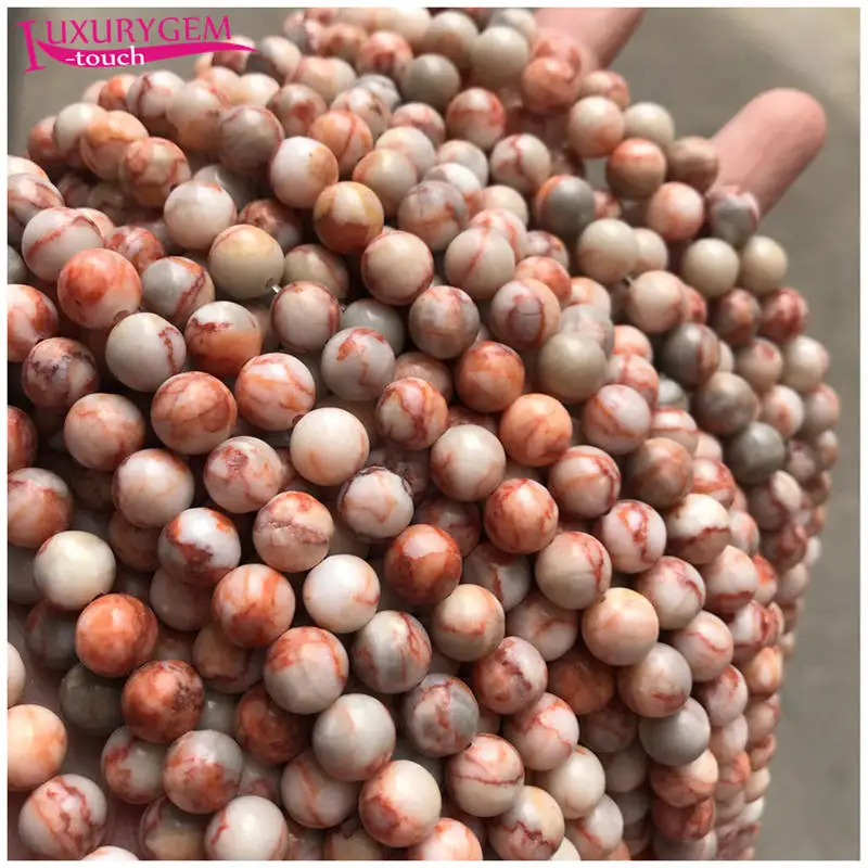 

Natural Red Multicolor Stone Smooth Round Shape Loose Spacer Beads 4/6/8/10/12mm DIY Handmade Jewelry 38cm sk148