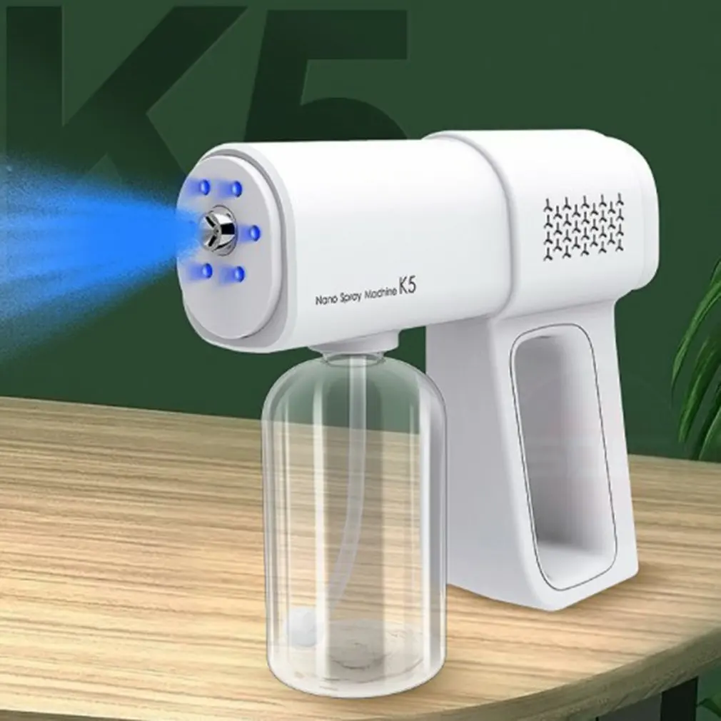 

Hot 380ML K5 Nano Mist Sprayer Electric Sterilizer Machine Santitizer Blue Light Disinfection USB Spray Gun Fogger
