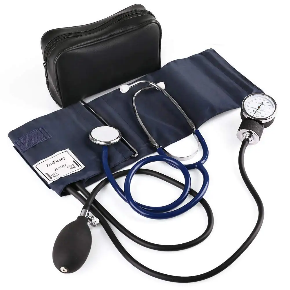 Aneroid Blood Pressure Monitor BP Upper Arm Sphygmomanometer Manual Blood Pressure Stethoscope With Zipper Bag For Adult