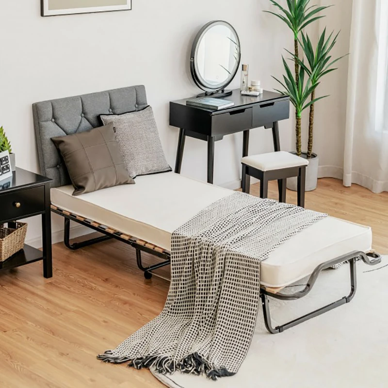 

Metal Folding Bed with Memory Foam Mattress and Dust-Proof Bag Convenient Folding Bed Bedroom Furniture