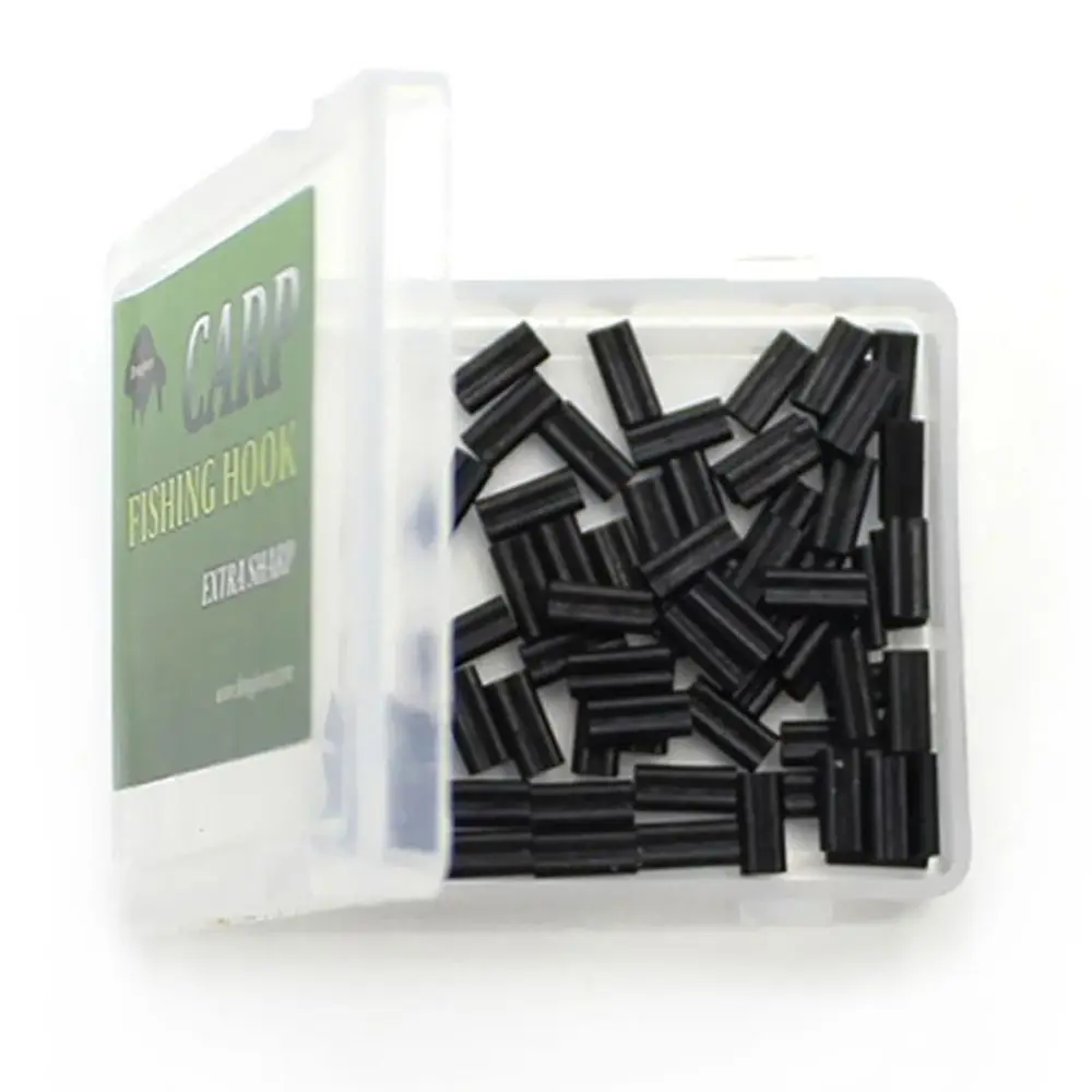 Carbon tube Fishing Crimp Sleeves 50pcs Double Oval Fishing Line Crimping Tube Wire Crimp Connector Accessories 0.6mm 0.7mm