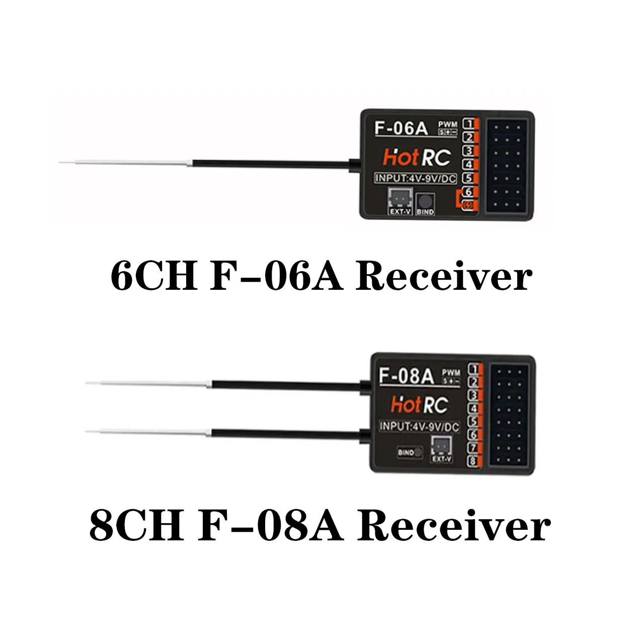 

Hotrc 8CH F-08A/ 6CH F-06A Receiver for Drone RC Aircraft RC Car RC Ship