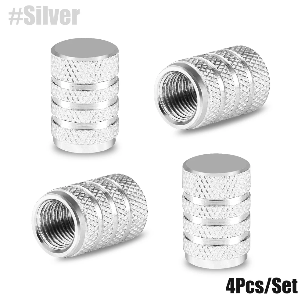 Universal Aluminum Tire Valve Caps - Set of 4, Dustproof for Cars, Motorcycles, and Bicycles