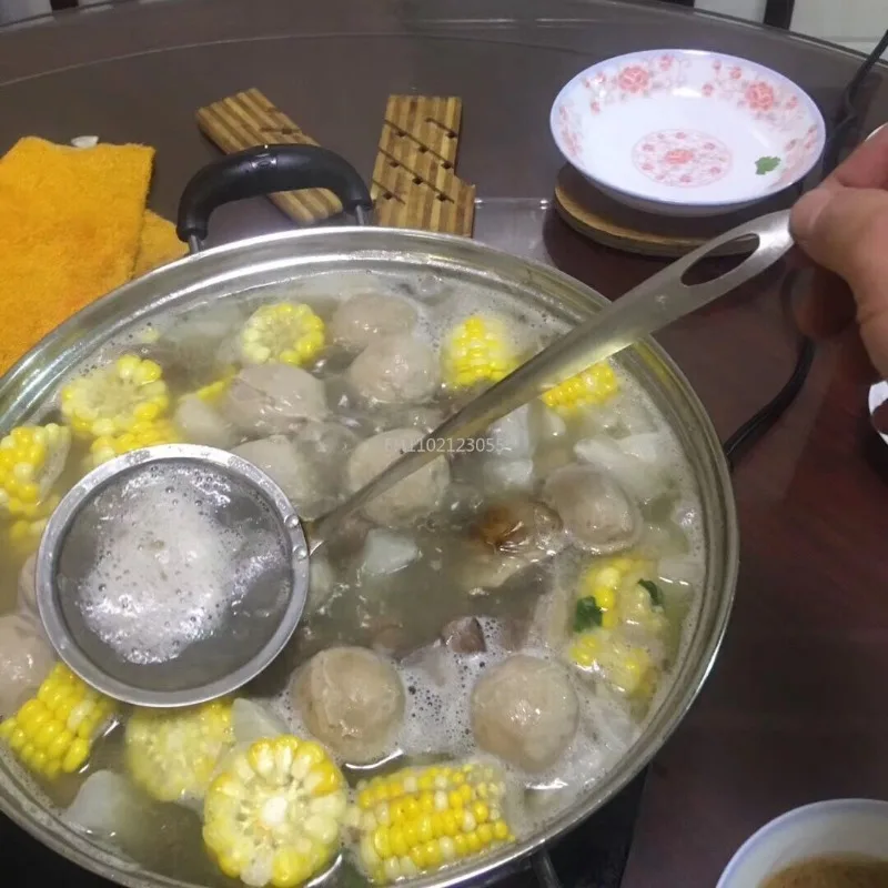 Stainless Steel Fine Mesh Oil Pot Strainer Ladle Skimmer Fine Mesh Kitchen Accessories Kitchen Filter Spoon Hot Pot Filter