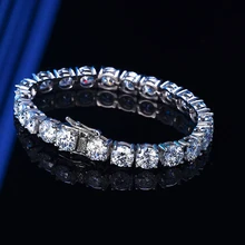 NeeTim-pulsera de tenis de moissanita para hombre y mujer, brazalete de plata de ley 6,5 chapada en oro blanco, Joyería de diamantes brillantes, 925mm