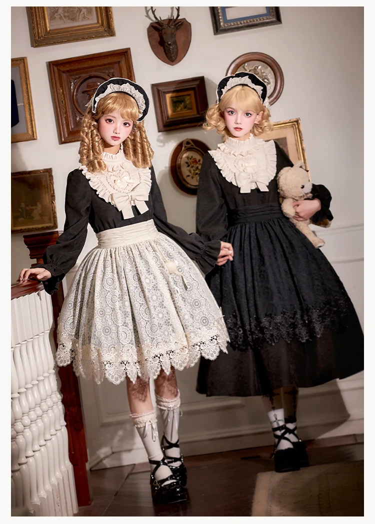 Twilight Choir Puji Original Design Loose Long Short Op Dress Apron Gemini Lolita Sweet Maid Dress