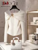 2025 New Elegant For Women White Knitted Sweaters Autumn Winter Fashion Long Sleeve Temperament Slimming Ladies Luxury Pullover 1