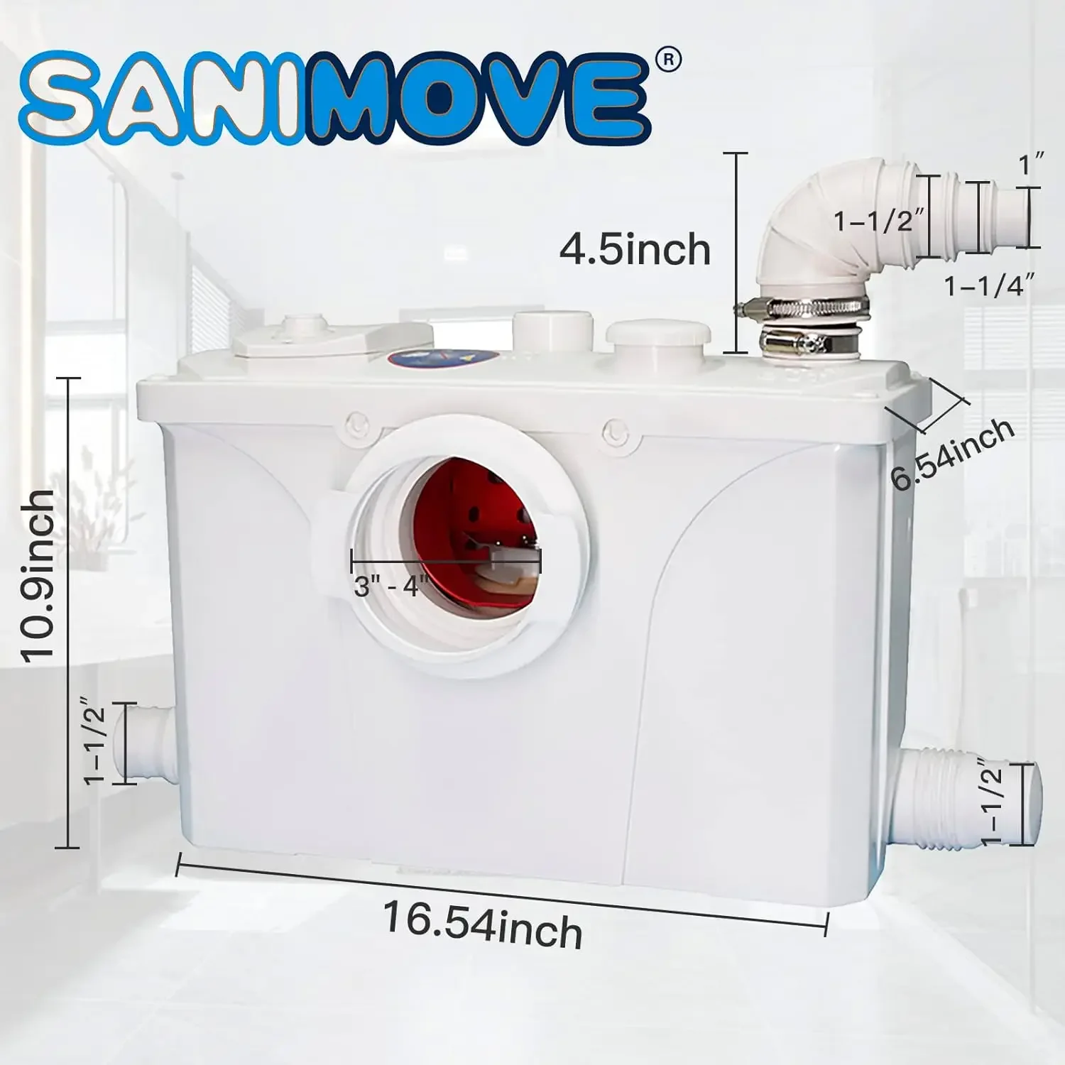 PumpThree Piece Round Bowl Toilet with Macerating Pump Macerating Upflush Toilet Kit Macerating Toilet 2
