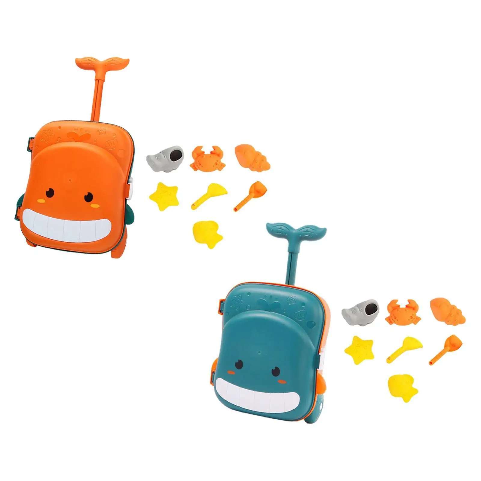 Children Beach Toy Set Outdoor Toy Travel Beach Kid Pull Toy Sand Digging Tool Hourglass Shovel Bucket Kits Luggage Trolley Case 2