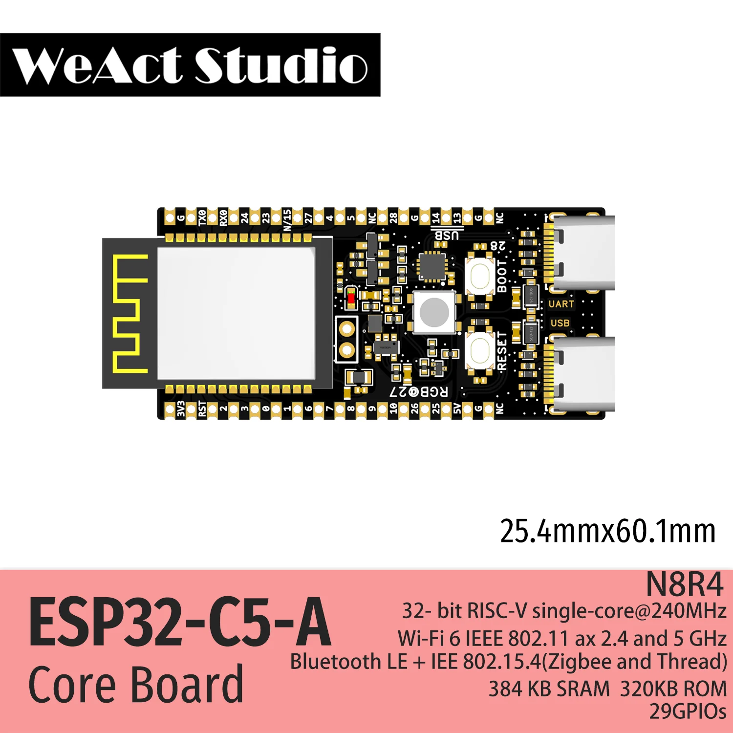 รูปสินค้า บอร์ดพัฒนา Wi-Fi 6 ESP32-C5-A รองรับ 2.4/5GHz