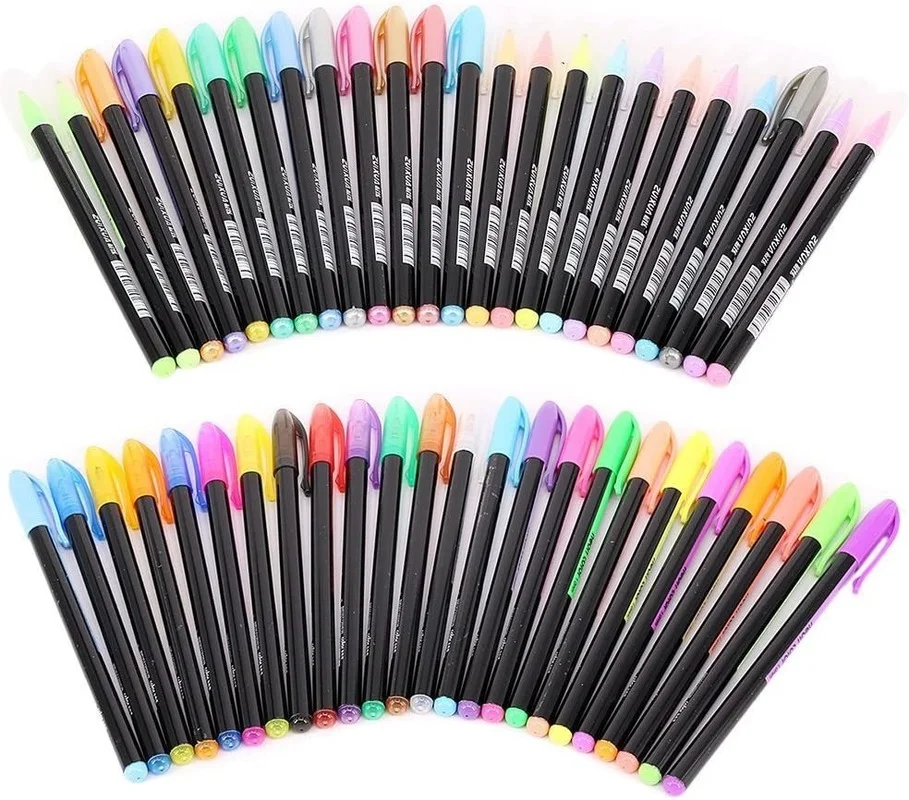 Lot de 48 stylos à encre gel de couleur - Ensemble de stylos à encre gel  pour colorier, dessiner et écrire - Pointe 1,0 mm