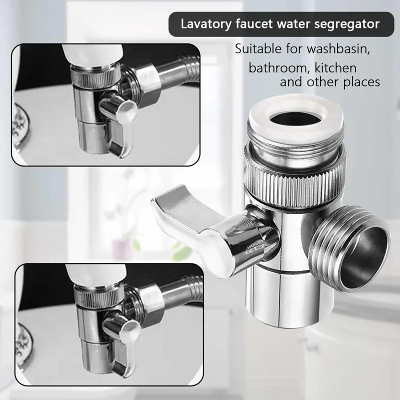 Description Picture 5 of item3-way Sink Faucet Splitter Diverter Valve Connector Zinc Alloy Toilet Water Tap Adapter Kitchen Bathroom Shower Accessories