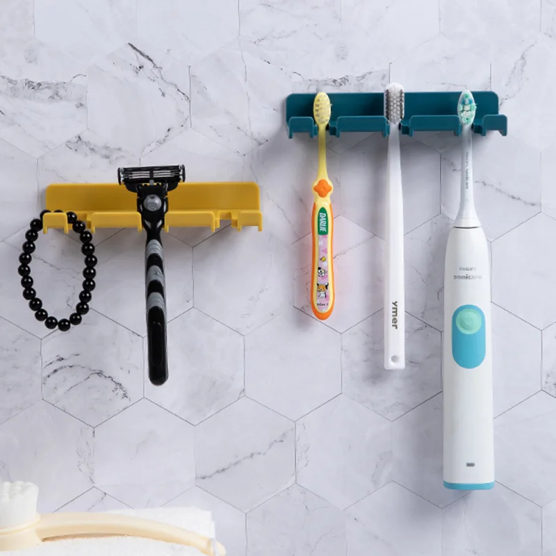 

Toothbrush Storage Rack Plastic Toothbrush Holder Free Punching Wall Mount Hanging Hook for Bathroom Toilet Bathroom Accessories