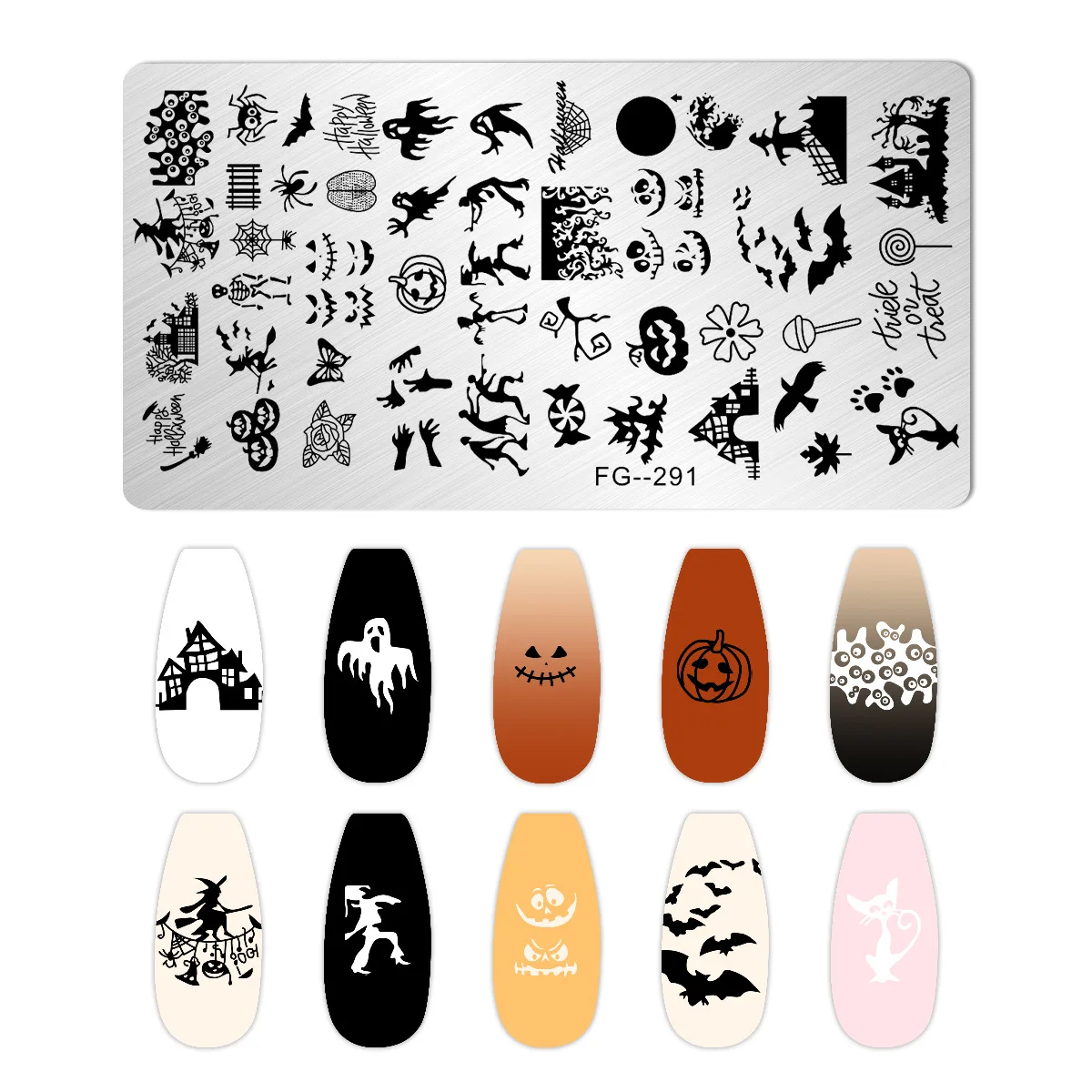 1PCS Halloween Pumpkin Nail Stamping Plates Rectangle Template Stencils Nail Art Stamp Image Plate Manicure Nail Print Tools 3