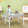 Kids Table and Chair Set with Building Blocks Desktop, Storage Spaces, Grey 2