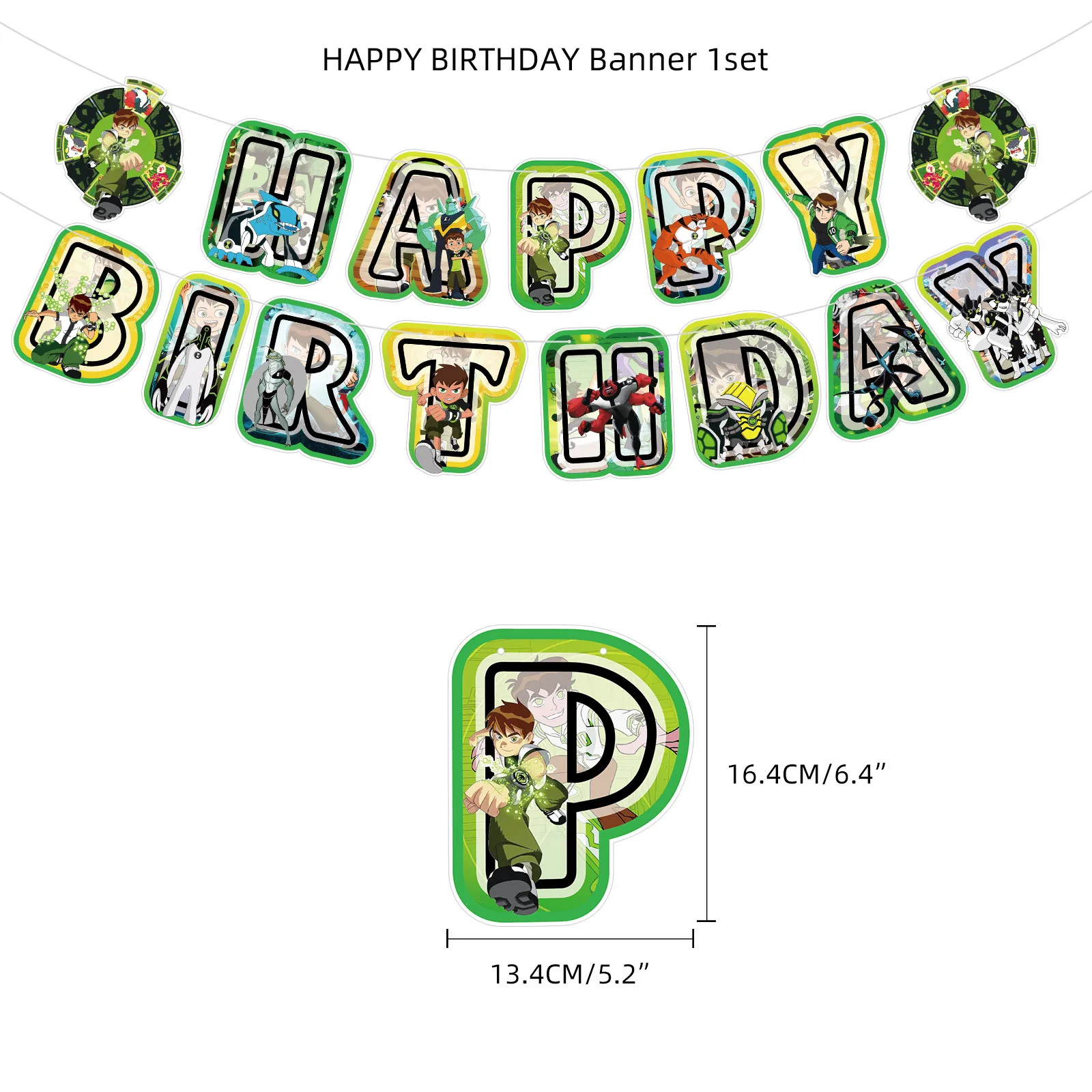 Party Supplies Cartoon Ben-10 Birthday Party Decoration Balloons Favor Set Banner Cake Toppers Baby Shower Boys