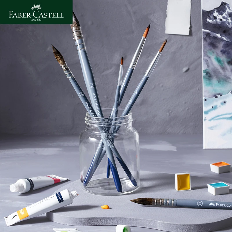 

FABER CASTELL 6Pcs Creative Studio Watercolor Brush Nylon Hair Professional Painting Brush Oil Acrylic Gouache Art Supplies