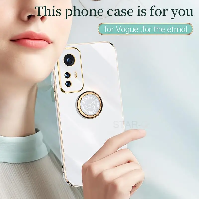 Luxury Plating Ring Holder Stand Silicone Case Cover