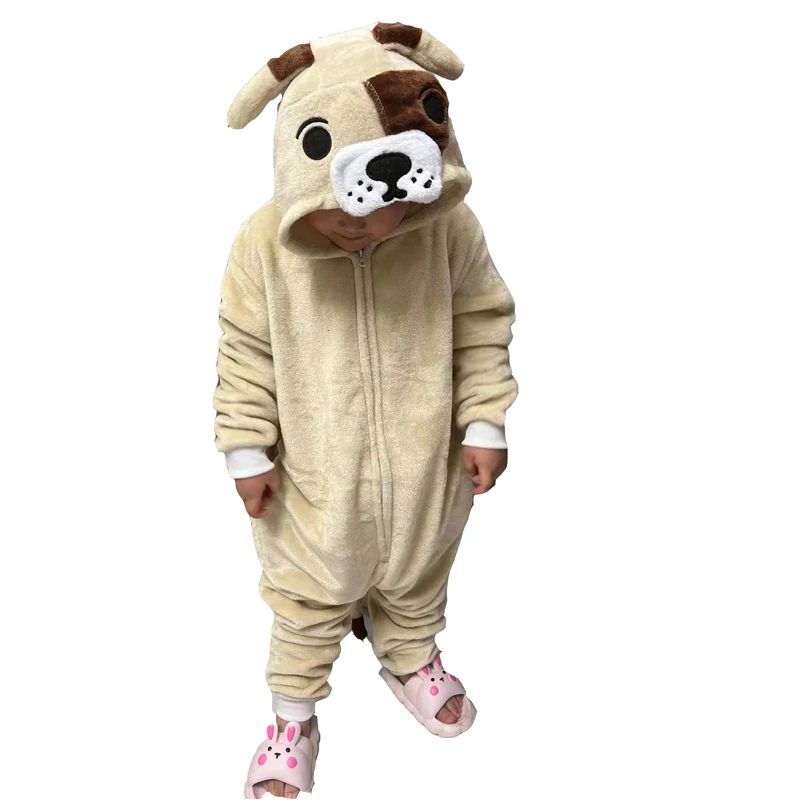 Kids Children Onesies Pekingese Dog Kigurumi Pajamas For Girls Boys Pijamas Flannel Cartoon Bodysuit Birthday Cosplay Costume