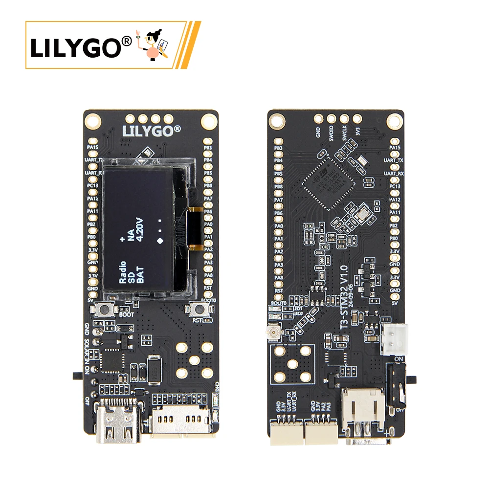 LILYGO® T3 STM32 온보드 개발 보드, 0.96 인치 SSD1315 드라이버, 12C OLED, 옵션 433MHz, 868MHz, 915MHz 주파수 대역, T3 STM32 LoRa