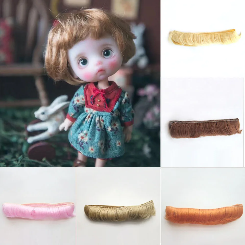 5CM*100CM Doll Fringe Heat Resistant Wire Hair Black Brown DIY Wigs Handmade Short Curly Doll Bang Wigs Tress Doll Accessories