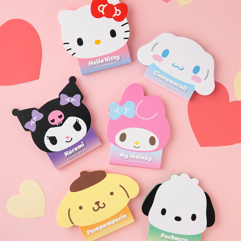 

50 шт., бумажная подставка для Note Kawaii Kuromi Melody Cinnamoroll Note, декоративная бумага, школьные канцелярские принадлежности для студентов