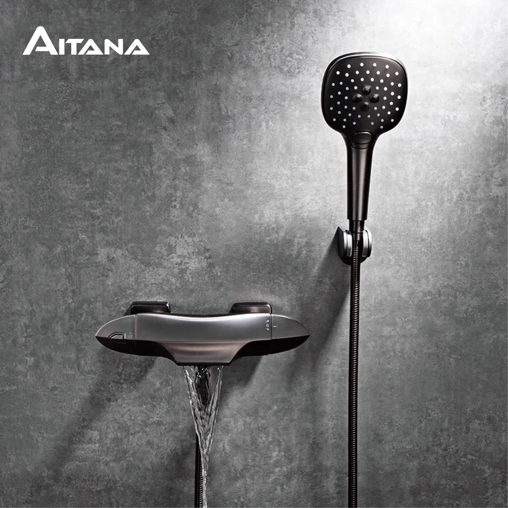 ก๊อกน้ำในห้องน้ำสีทองทองเหลืองหรูหราพร้อมการออกแบบที่เรียบง่ายอุณหภูมิคงที่ควบคุมคู่ทั้งร้อนและเย็น 1