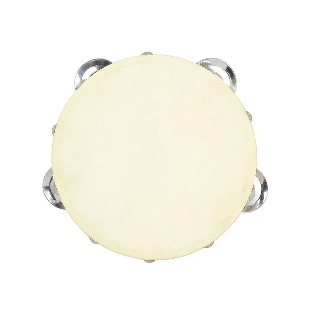 Tambourine Children Enlightenment Puzzle Music Toy Double-deck HandHeld Drum Sheepskin Panel Percussion Instrument 8/10 Inch