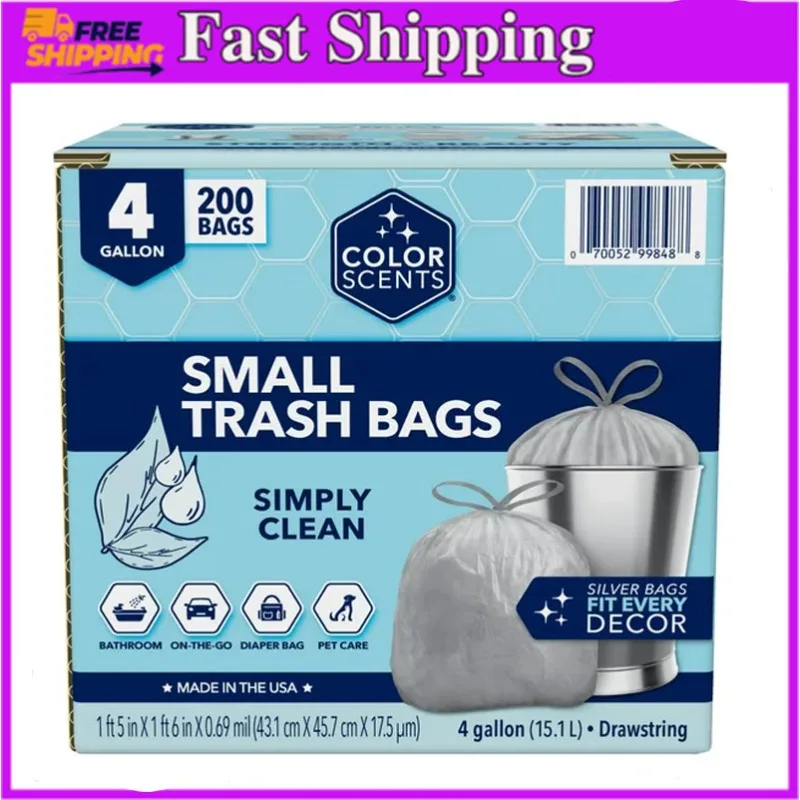Color Scents 4-Gallon Small Drawstring Trash Bags, Simply Clean Scent, 200  Bags - AliExpress