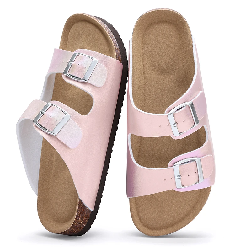 Women Double Metal Buckle Comfortable Summer Slippers