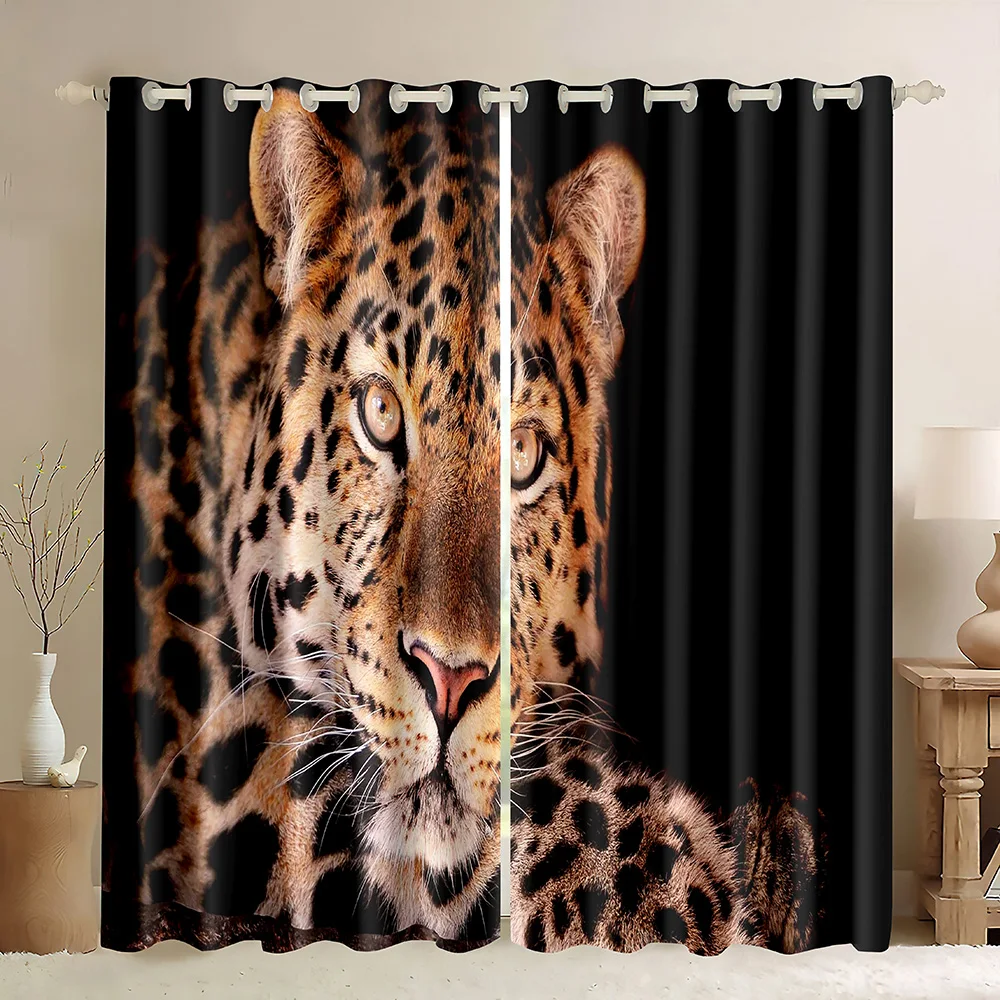 

Леопардовые оконные занавески, занавески с принтом гепарда, тематические занавески с дикими животными, затемняющие шторы с 3d-изображением Пантеры