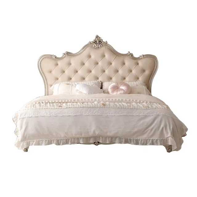 American Style Solid Wood Luxury Beds Modern Minimalist High-End Double Bed French-Designed Bedroom Furniture Fauteuil Lit FYBB 5
