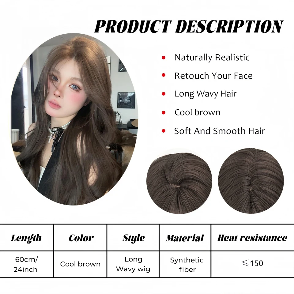 Brown Synthetic Long Deep Wave Wig For Women