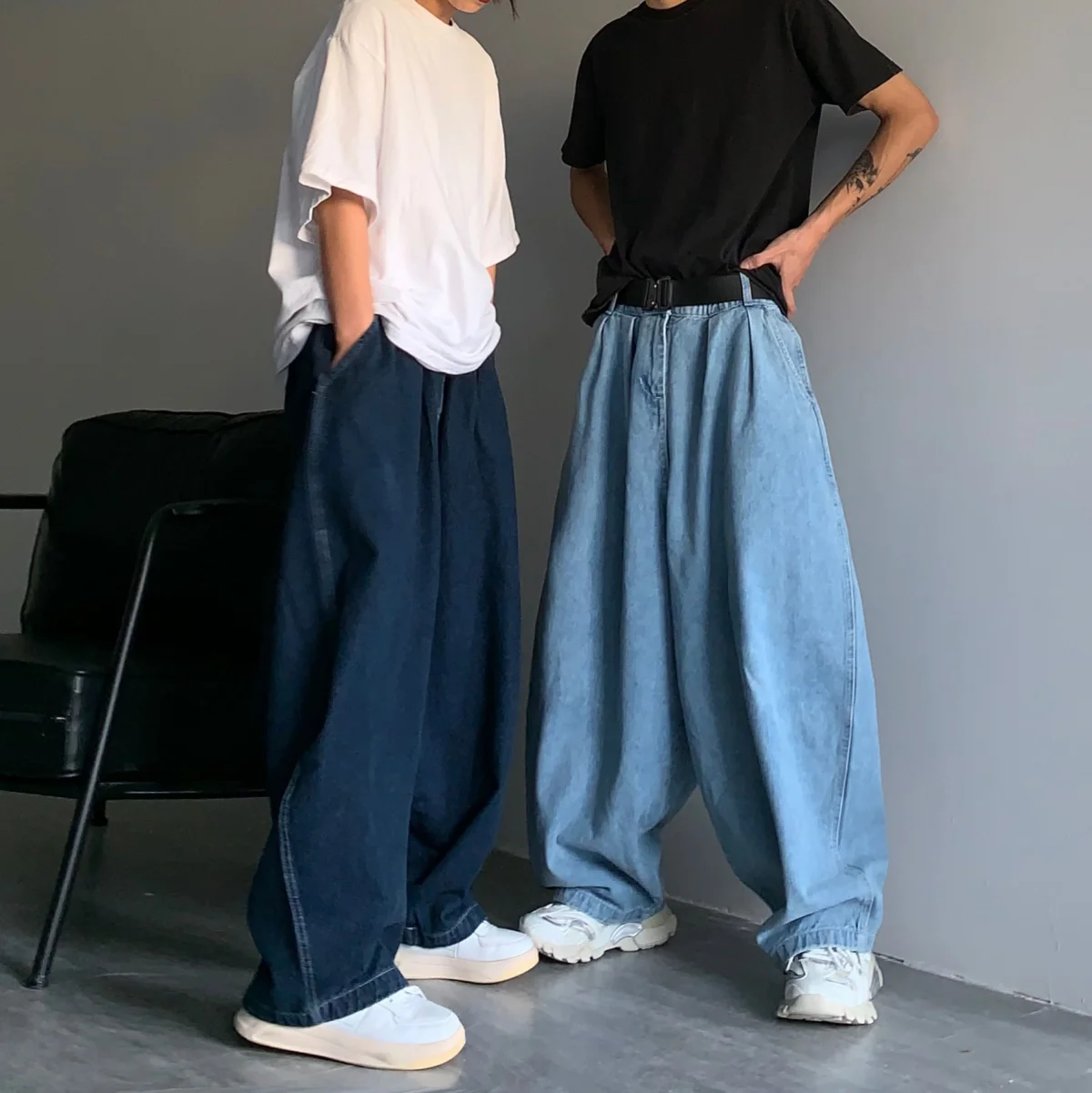 Men's 4xl Navy y2k Baggy Pants Denim Wide Leg Trousers Oversized Loose Jeans For Men Harajuku Cotton Korean Style Brand Clothing