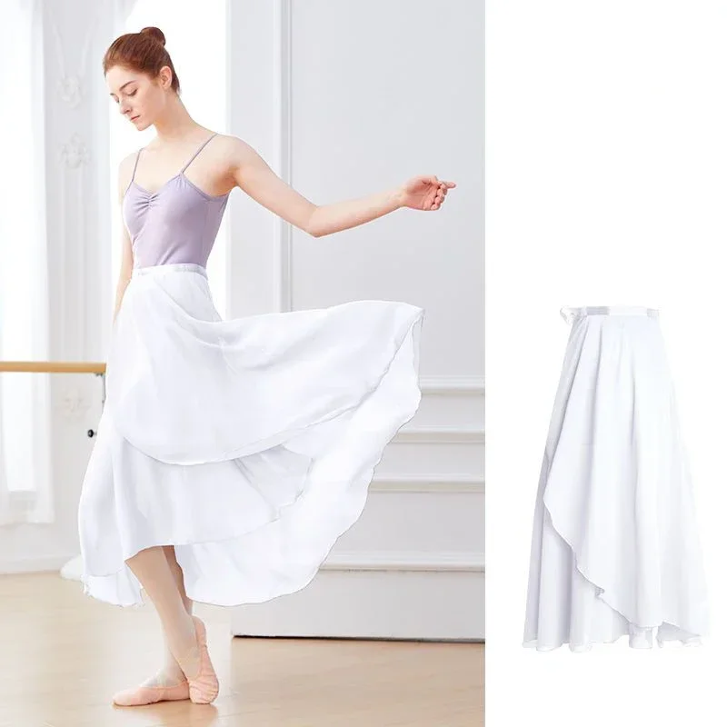 Chiffon Ballet Tutu Dance Skirt Dance Skate Wrap Scarf Gymnastics Ballerina Lyrical Long Ballet Skirt Dress Women