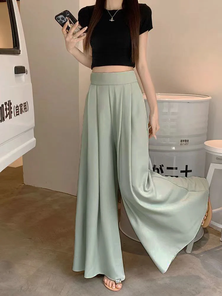 Women's Clothing Trend 2024 High Waisted Wide Leg Skirt Pants Large Hem Casual Elegant Basic OL Suit Pants Office Lady Trousers