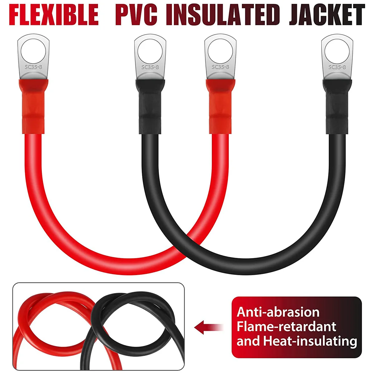 Waterproof Flexible Copper Battery Cable Set for Car Inverter UPS