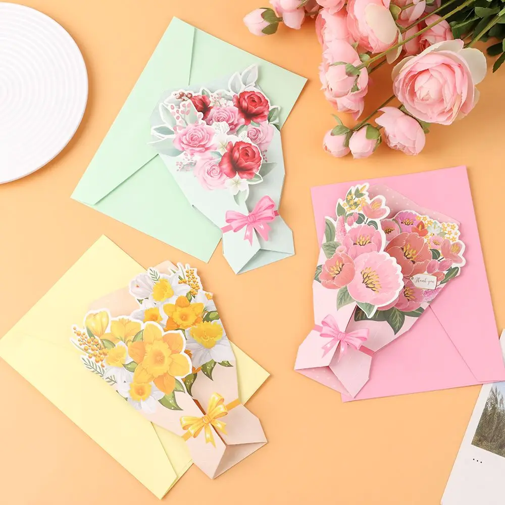 Party Supplies DIY Creative Birthday Gift Greeting Card 3D Foldable Card Flower Series greeting cards