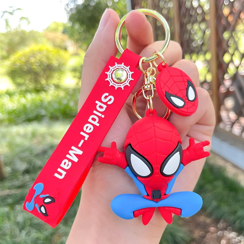 Disney Spiderman Keychain Cartoon Cute Spider-Man Figure Keyrings Trendy  Jewelry Car Key Holder Pendant for Boy Girl Kids Gifts